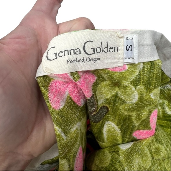 VTG 90's Rockabilly Style Green/Pink Floral Genna Golden Portland, OR Skirt Sz S - Picture 6 of 7